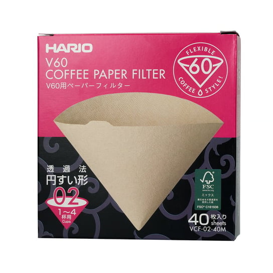 Hario filtry papierowe Misarashi brązowe - V60-02 - 40 Sztuk Hario
