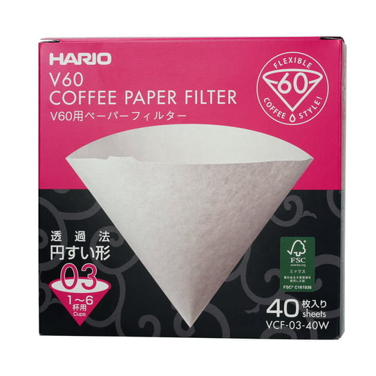Hario filtry papierowe V60 3fil., 40 szt. |VCF-03-40W| Hario