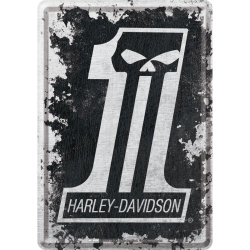 Harley Davidson-Skull Metalowa Pocztówka Nostalgic-Art Merchandising