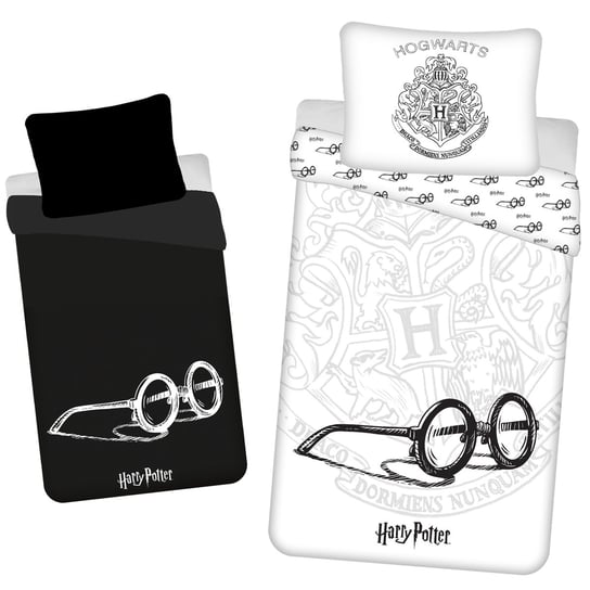 Harry Potter Hogwarts Biało-czarna pościel świecąca w ciemności, komplet pościeli bawełnianej 140x200cm, OEKO-TEX sarcia.eu