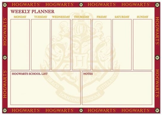 Harry Potter Hogwarts - planer tygodniowy 21x29,7 cm Pyramid Posters