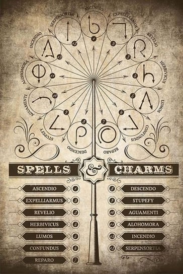 Harry Potter Spells Charms - plakat 61x91,5 cm Inna marka
