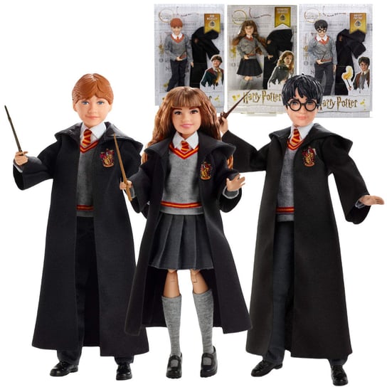 Harry Potter Zestaw 3 Lalek: Harry Potter, Hermiona Granger i Ron Weasley Mattel