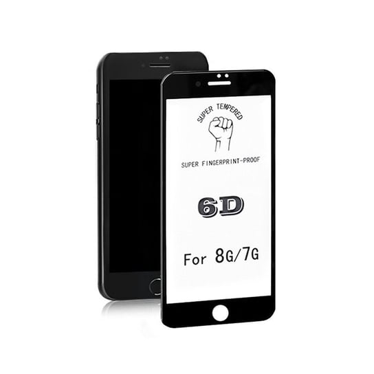 Hartowane szkło ochronne PREMIUM do iPhone 7 | 6D | Czarne | Pełne Qoltec