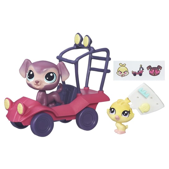 Hasbro, Littles Pet Shop, zestaw figurek- piesek i kaczuszka w pojeździe, B3807/B7757 Littlest Pet Shop