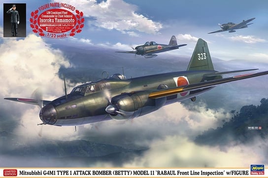 Hasegawa 02435 Mitsubishi G4M1 Type 1 Attack Bomber (Betty) Model 11 'RABAUL Front Line Inspection' w/Figure 1/72 HASEGAWA