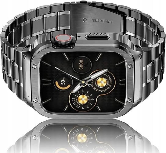 HASLFM Pasek ze stali nierdzewnej do Apple Watch Series 9/8/7 (45 mm) 2023 J4