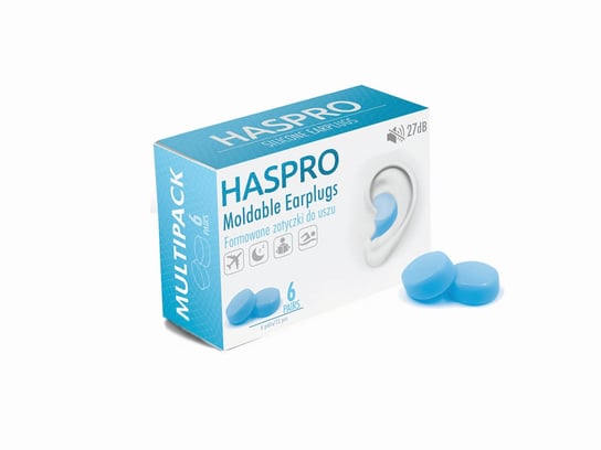 Haspro, Mold 6P, silikonowe zatyczki do uszu wielorazowe, 12 szt. Haspro