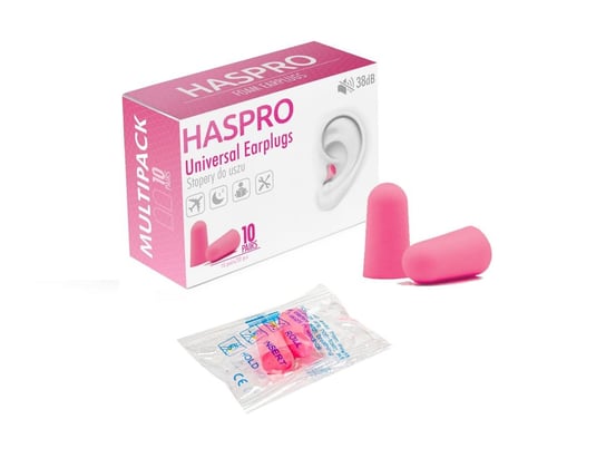 Haspro Multi10 - Stopery, Zatyczki do uszu 10-PAR zapakowane osobno, SNR38dB, Różowy Haspro
