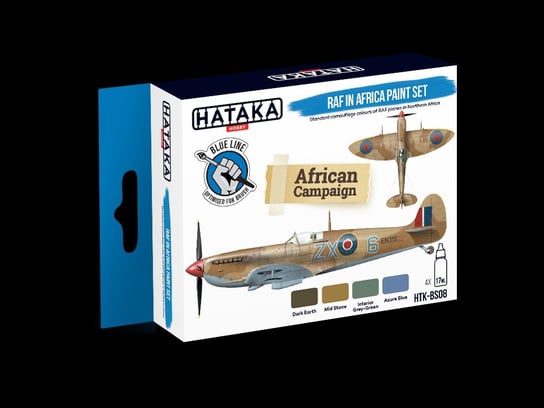 Hataka Hobby, zestaw farb modelarskich, Blue Line, HTK-BS08 RAF in Africa paint set Hataka Hobby
