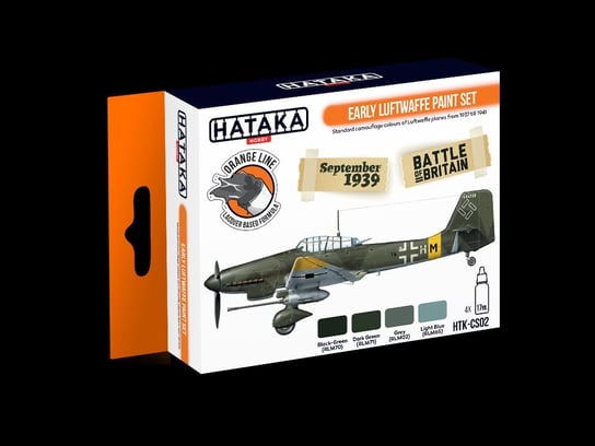 Hataka Hobby, zestaw farb modelarskich, Orange Line, HTK-CS02 Early Luftwaffe paint set, 4 x 17ml Hataka Hobby
