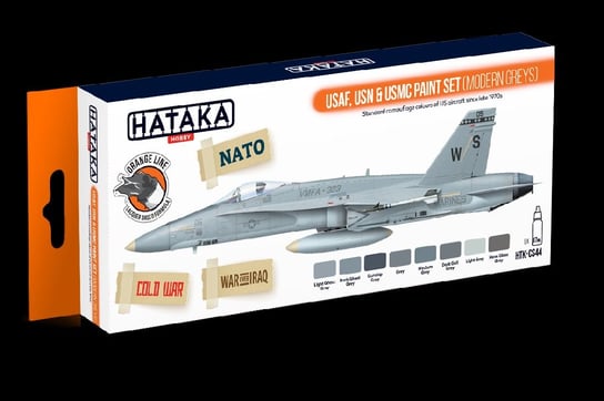 Hataka Hobby, zestaw farb modelarskich, Orange Line, HTK-CS44 USAF, USN & USMC paint set (modern greys), 8 x 17ml Hataka Hobby