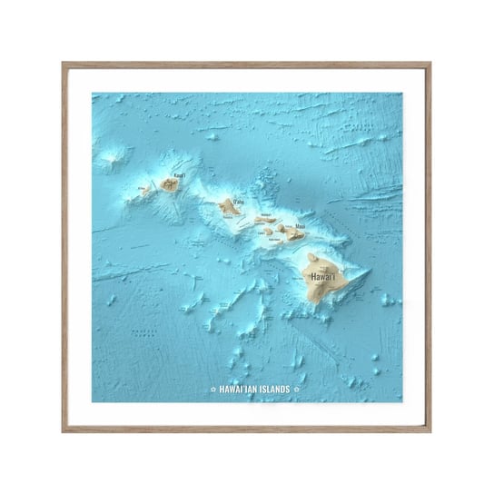 Hawaje  Archipelag  Ocean  format 40 x 40 CM mapa plakat aloha coconut style Mapsbyp