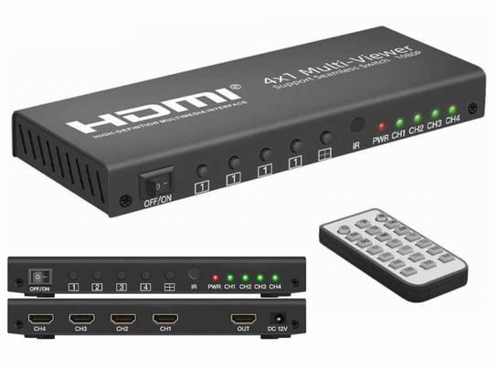 Hdmi 4X1 Multi-Viewer Switch Rozgałęźnik Jeden Ekran Z 4 Kamer Inna marka