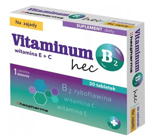 Hecpharma, Vitaminum B2 + E i C Hec na zajady, 30 tabl. HECPHARMA