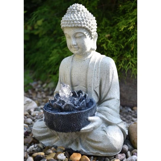 HEISSNER Figurka do oczka wodnego Buddha, szara, 37x31x50 cm HEISSNER