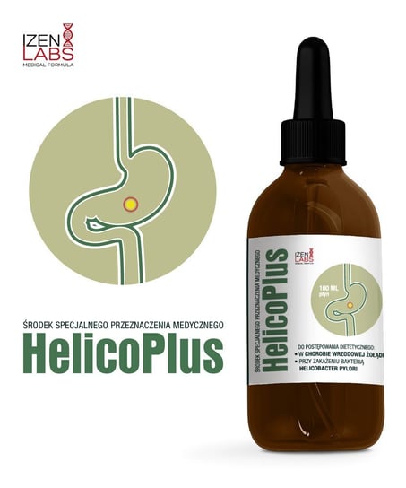 HelicoPlus - Helicobacter Pylori - Suplementy diety, 100ml, krople, Izen Herbs, Organis Organis