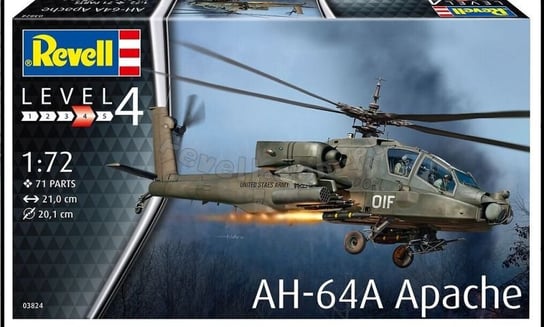 Helikopter do sklejania. 1:144, 3824 AH-64A Apache. Revell + 3 farbki, pędzelek, klej Cobi