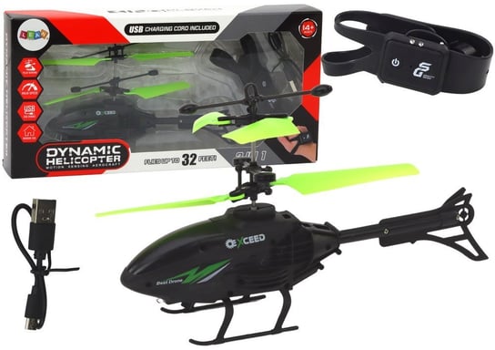 Helikopter Sterowany Dłonią Opaska Czarno-Zielony Lean Toys
