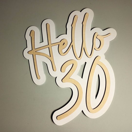Hello 30 - drewniany urodzinowy napis z efektem 3D, ozdoba na ścianę, szerokość: 50cm Inna marka