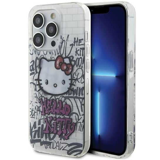 Hello Kitty Etui Obudowa Pokrowiec Do Iphone 13 Pro / 13 6.1" Biały/White Hardcase Iml Kitty On Bricks Graffiti Hello Kitty