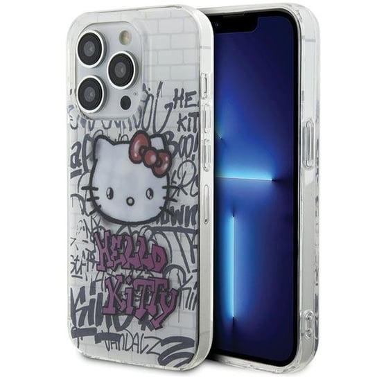 Hello Kitty Etui Obudowa Pokrowiec Do Iphone 14 Pro 6.1" Biały/White Hardcase Iml Kitty On Bricks Graffiti Hello Kitty