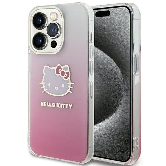 Hello Kitty Etui Obudowa Pokrowiec Do Iphone 14 Pro 6.1" Różowy/Pink Hardcase Iml Gradient Electrop Kitty Head Hello Kitty
