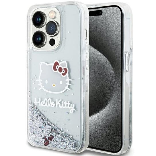 Hello Kitty Etui Obudowa Pokrowiec Do Iphone 14 Pro 6.1" Srebrny/Silver Hardcase Liquid Glitter Charms Kitty Head Hello Kitty