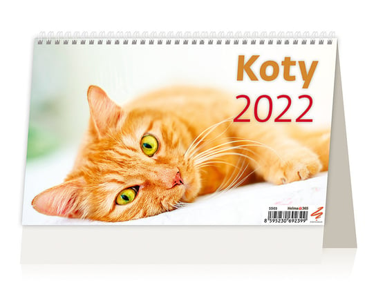 Helma 365, kalendarz biurkowy poziomy 2022, Koty, 22,6x13,9 cm Helma 365