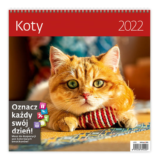 Helma 365, kalendarz ścienny 2022, Koty z naklejkami, 30x30 cm Helma 365