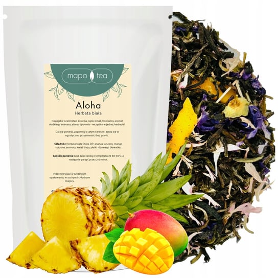 Herbata Biała Liściasta China OP Aloha Ananas Mango Aloes Bławatek 50g MaPo Tea