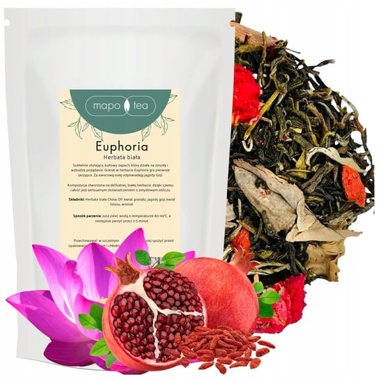 Herbata Biała Liściasta China OP Euphoria - Granat, Jagody Goji, Lotos 50g MaPo Tea