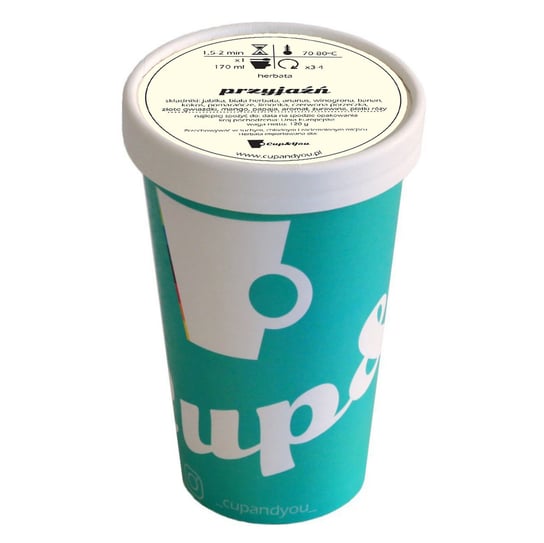 Herbata biała smakowa CUP&YOU, przyjaĹşń w EKO KUBKU, 120 g Cup&You