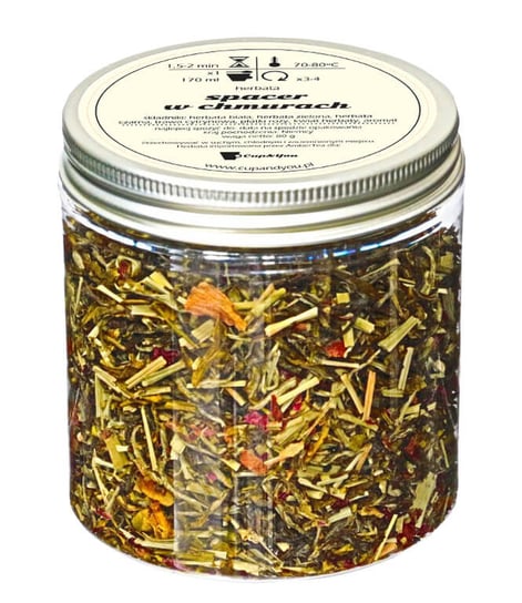 Herbata biała SPACER W CHMURACH najlepsza liściasta sypana 80g trawa cytrynowa płatki roży kwiat herbaty Cup&You
