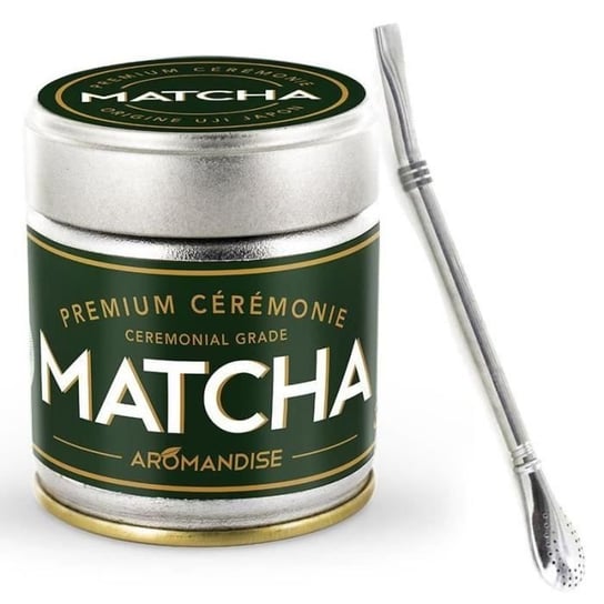 Herbata ceremonialna Premium Matcha 30 g + słomka ze stali nierdzewnej z filtrem Youdoit