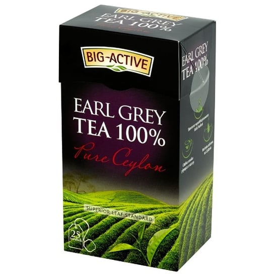 Herbata czarna, aromatyzowana BIG ACTIVE Earl Grey Tea 100% Pure Ceylon, 50 g Big-Active
