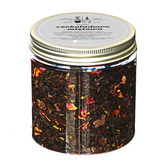Herbata czarna CZEKOLADOWO - MIĘTOWA najlepsza liściasta sypana 100g czekolada truskawki płatki róży mięta Cup&You