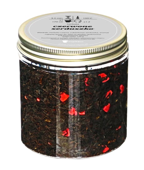 Herbata czarna CZERWONE SERDUSZKO najlepsza liściasta sypana 120g cukierkowe serduszka Cup&You