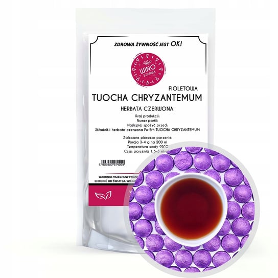 Herbata Czerwona PUERH fioletowa TUOCHA Chryzantemum - 50g prasowana pu erh Winoszarnia