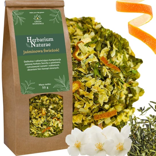 Herbata Jaśminowa Świeżość Konopie Płatki Jaśminu Sencha Trawa Cytrynowa Green Mornings