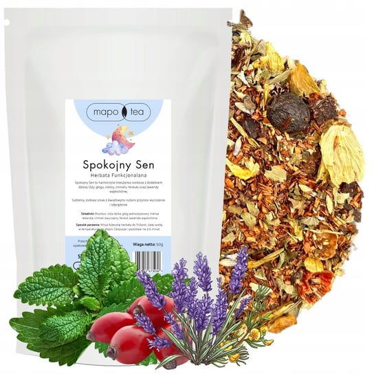 HERBATA NA SEN 50G Herbata Spokojny Sen na Bezsenność Ziołowa Naturalna MaPo Tea