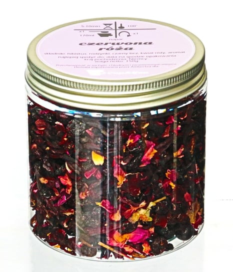Herbata owocowa CZERWONA RÓŻA najlepsza sypana napar 150g hibiskus rodzynki czarny bez kwiat róży Cup&You