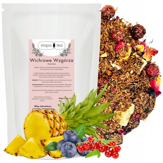 Herbata ROOIBOS Sypana WICHROWE WZGÓRZA Ananas Jagody Porzeczki Róża 50g MaPo Tea
