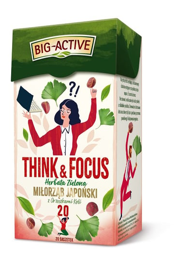 Herbata Think & Focus zielona z miłorzębem japońskim, 20 torebek - 4 szt. Big-Active