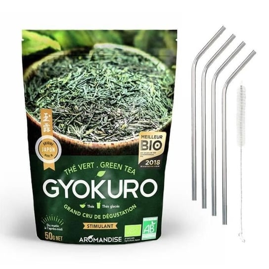 Herbata zielona Gyokuro 50 g + 4 słomki ze stali nierdzewnej Youdoit