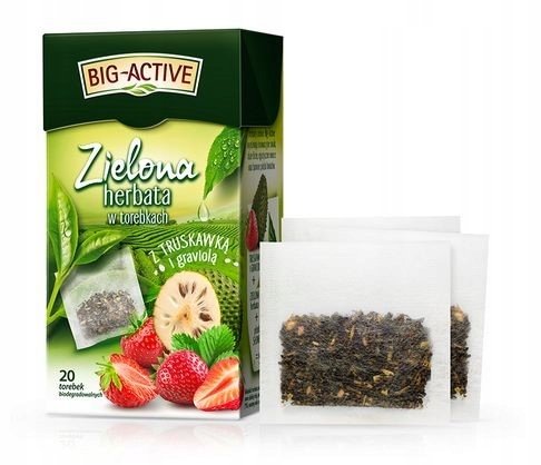 Herbata zielona Herbapol truskawkowa 20 szt. Big-Active