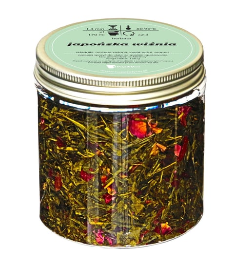 Herbata zielona JAPOŃSKA WIŚNIA najlepsza sypana liściasta 120g kwiat wiśni Cup&You