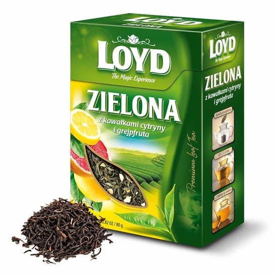 Herbata zielona Loyd Tea cytrusowa z Kawałkami Cytryny i Grejpfruta 80 g Loyd Tea