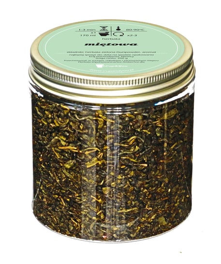 Herbata zielona MIĘTOWA najlepsza sypana liściasta 200g herbata zielona Gunpowder Cup&You