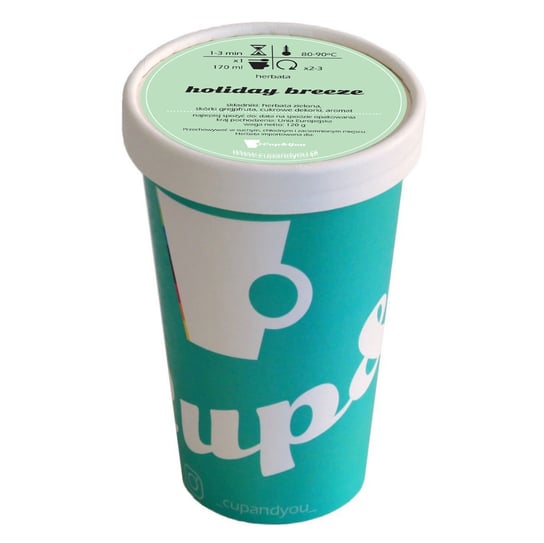 Herbata zielona smakowa CUP&YOU, holiday breeze w EKO KUBKU, 110g Cup&You